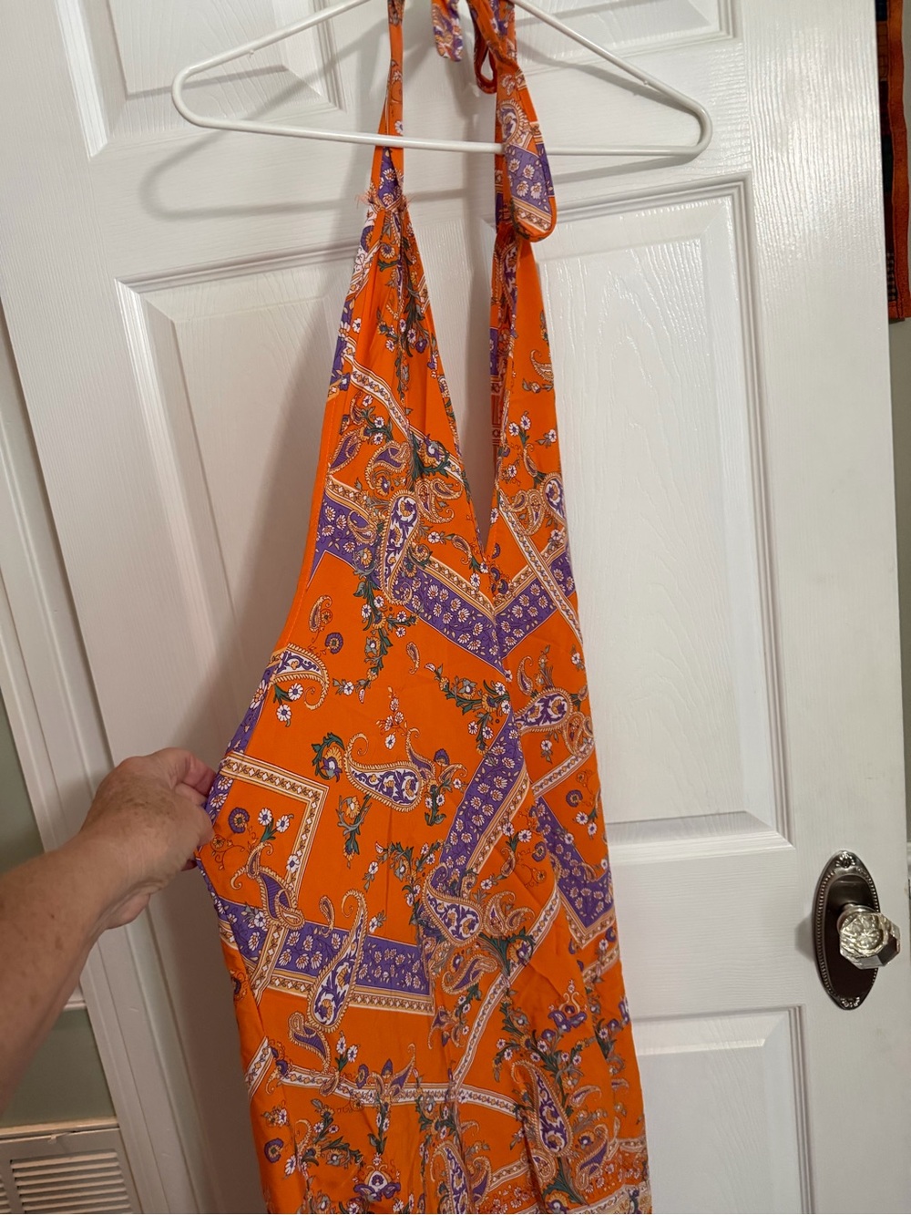 Orange & Purple Paisley Halter Dress XL